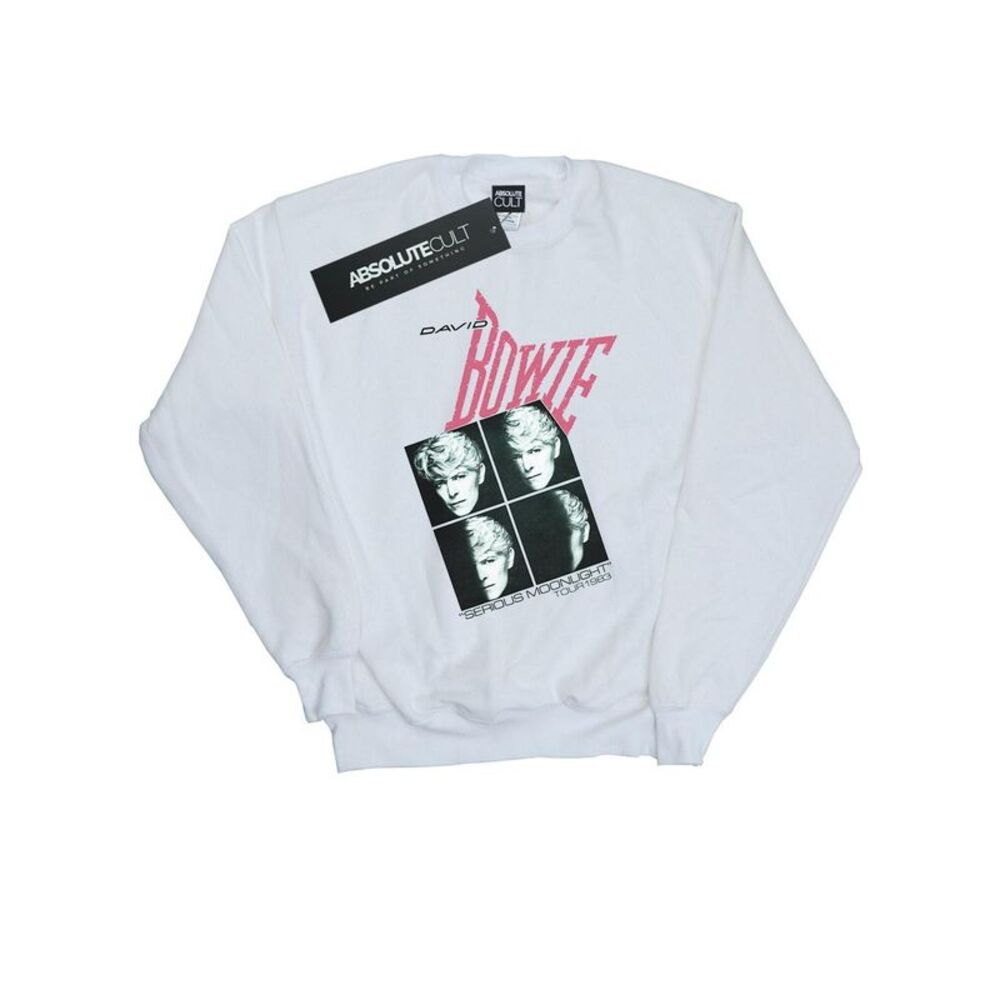 David Bowie Mens Serious Moonlight Tour 83 Sweatshirt / White